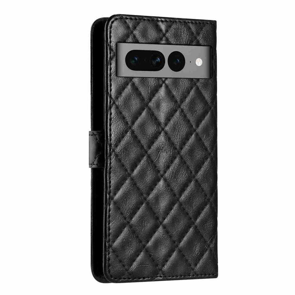 Quilted Pattern Faux Leather Wallet Case for Google Pixel 6 /Pixel 7 /Pixel 8 /Pixel 9 /Pixel 10 Series...360° Protection with Card Slots & Stand