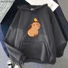 Cartoon Capybara with His Bird Friend Hoodies Women's Kawaii Animal Graphic Sweatshirt Men Tops Clothes