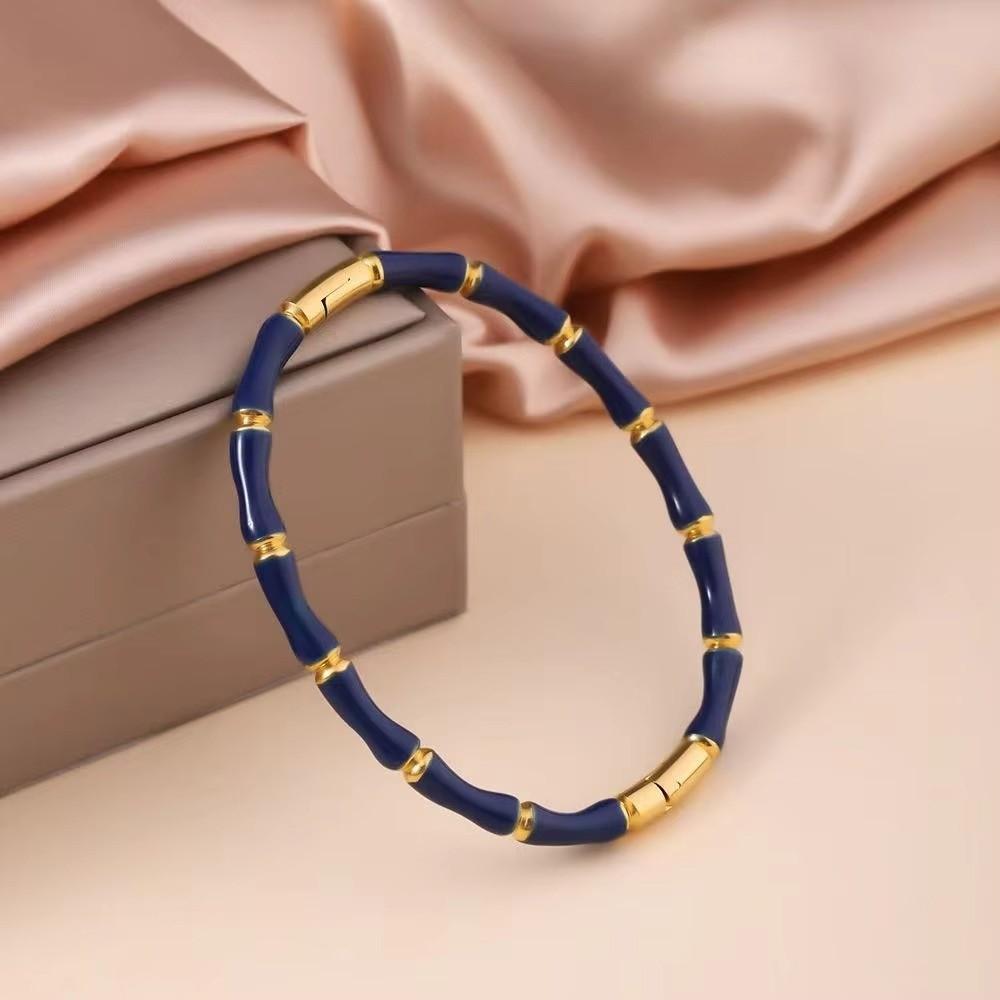 Stainless Steel Enamel Resin Bracelet Colorful Stainless Steel Bangle Bamboo Joint Bangle Party
