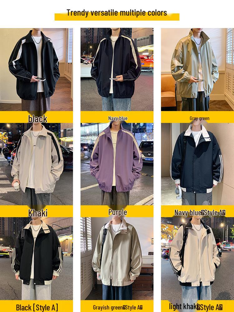 Мужская куртка-коуч со стойкой: Модная молодежная повседневная спортивная куртка весна/осень 2025