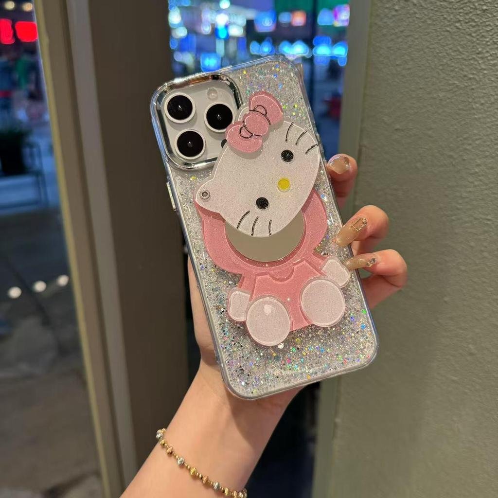 Полностью защищенный от падений смоляной чехол для телефона для iPhone 13/14/15ProMax/16/17 - Мультяшный дизайн с зеркальным блеском