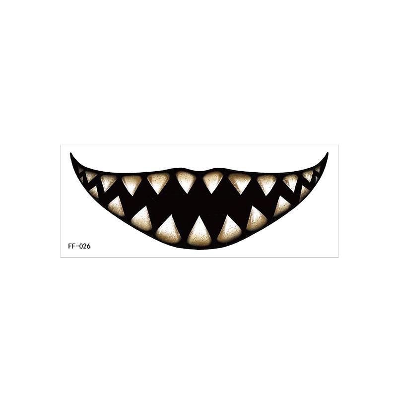 Новые наклейки ужасов, страшные временные татуировки с большим ртом, Хэллоуин, наклейка для татуировки на лицо, кровавый шрам