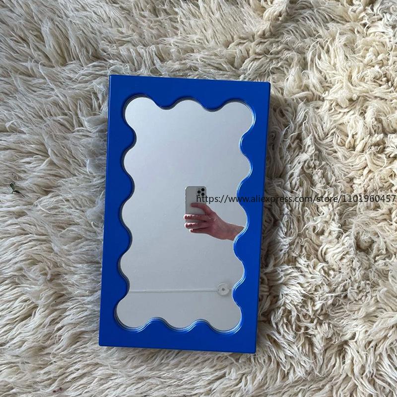 Прямоугольное волнистое настольное зеркало для макияжа в скандинавском стиле, настенное зеркало для ванной, спальни, прихожей