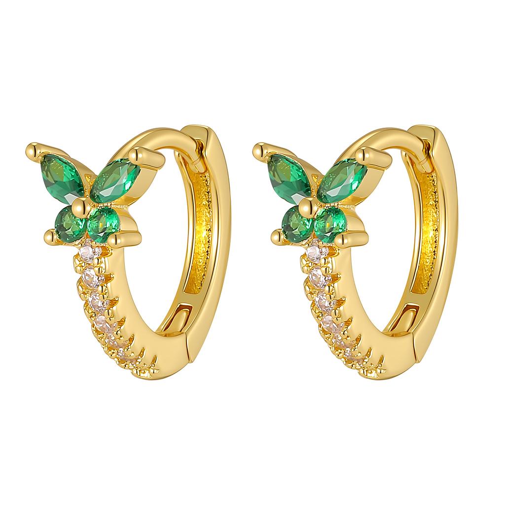 Vnox Gold Plated Copper Colorful Zirconia Butterfly Earrings for Women Girl, Classica White Crystal Stone Earrings Party Gifts