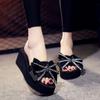 Heel Height 6cm Platform Slippers Women's Beach Summer Fashion Wear Cute Bow
