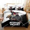 Игровой набор Atomic Heart 3D-печатный Подходит для спальни Мягкий с мягкой тканью Комплект пододеяльника С наволочками Детский Детская Домашний текстиль