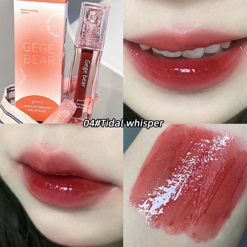 Gege Bear Mirror Lip Gloss Увлажняющая стеклянная помада Стойкий цвет для губ