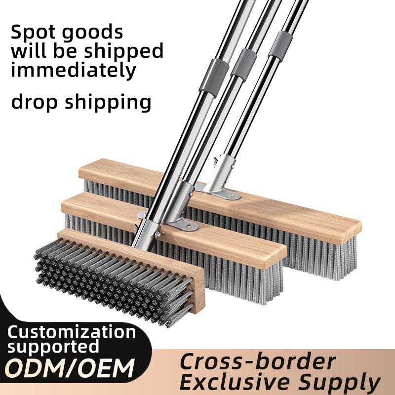 High Quality Eco-Friendly Stainless Steel Wire Floor Brush with Telescopic Long Handle for Kitchen & Toilet Cleaning