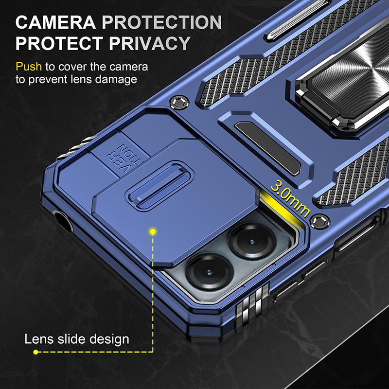 Серия Armor Чехол для Motorola Moto G54 5G PC+TPU Подставка Чехол для телефона со сдвижной защитой объектива