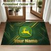 Crystal Velvet Square Rug Custom NameJohn Deere Pattern Non Slip Home Floor Decor Rug