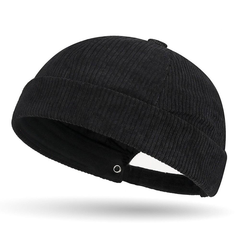 Retro Corduroy Brimless Cap Streetwear Landlord Hat Vintage Beanie Docker Caps Men Women