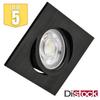 Set of 5 3-in-1 Square Black 7W IP20 Recessed LED Spotlights