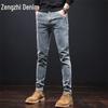 Мужские джинсы Zengzhi в стиле ретро, вываренные, зауженные, облегающего кроя