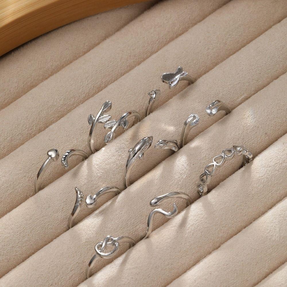 Vintage Heart Toe Rings Zinc Zinc Alloy Crystal Finger Ring Sweet Butterfly Foot Ring Set  Girls