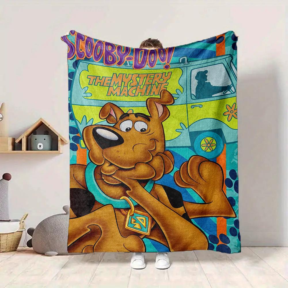 1Pc Scoobydoo Mystery Machine Flannel Blanket, Soft And Comfortable, Casual Warm, Camping Travel, Christmas, Halloween Xmas Gift L1171