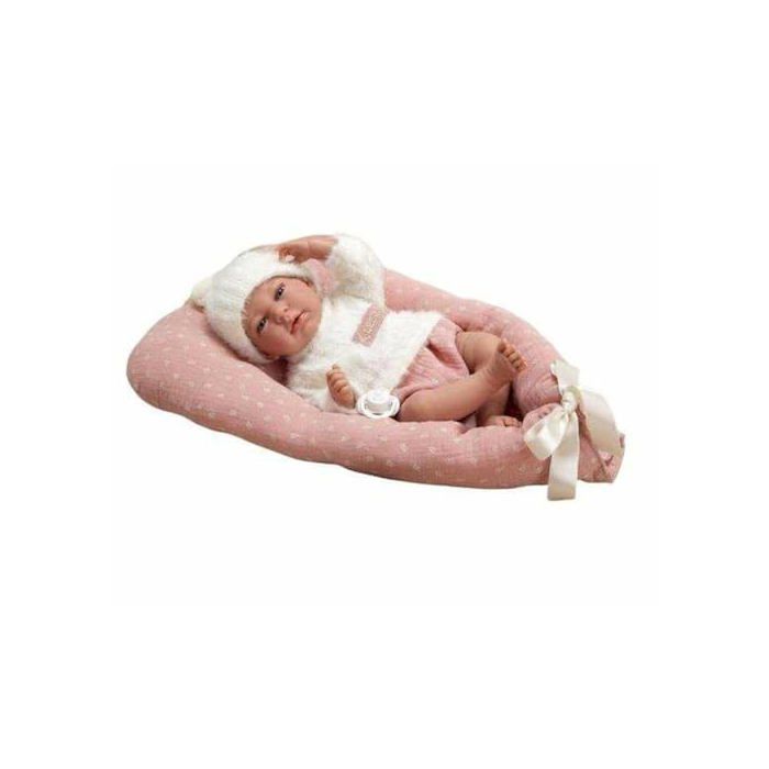 Poupée bébé élégance - Arias - 40 cm - Ensemble en laine rose et blanche - Poids réaliste - Tétine incluse