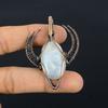 Кулон из лунного камня, обернутый медной проволокой 999 пробы, кулон из драгоценного камня ручной работы, подарок для мамы, антикварное украшение