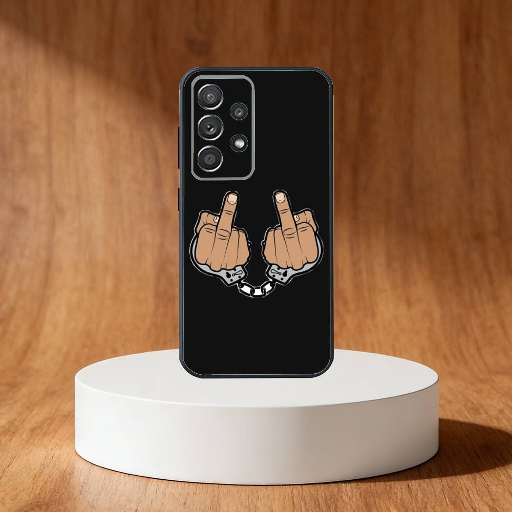 Funny M-Middle Finger Phone Case For Samsung S25,S24,S21,S22,S23,S30,Ultra,S20,Plus,Fe,Note,10,9,5G Black Cover
