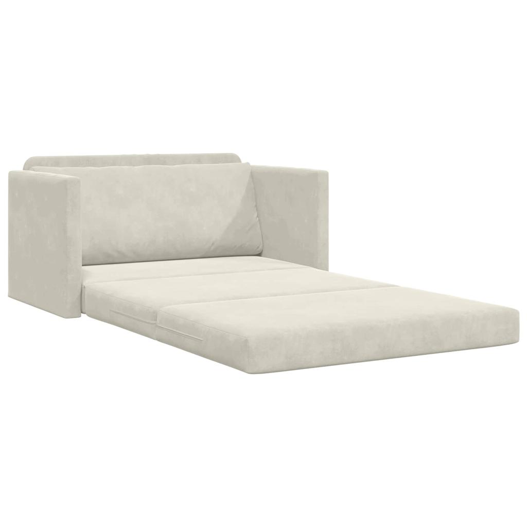 Cream Sleeper Sofa 124 x 71 x 78 cm Velvet