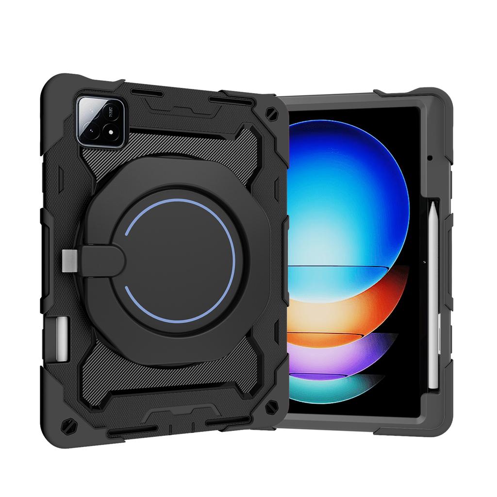 360 Rotatable Armor Stand Case For Xiaomi Pad 6S Pro 12.4 2024 12.4" Heavy Duty Cover With Handle Grip 3-Layers Shockproof Funda