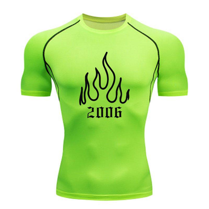 Men's Compression Athletic T-Shirt, Quick Dry Flame 2006 Gra