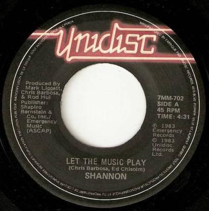 7-дюймовая пластинка SHANNON Let The Music Play 7MM702 Unidisc 1983 Канада Танцевальная Электроника Б/у