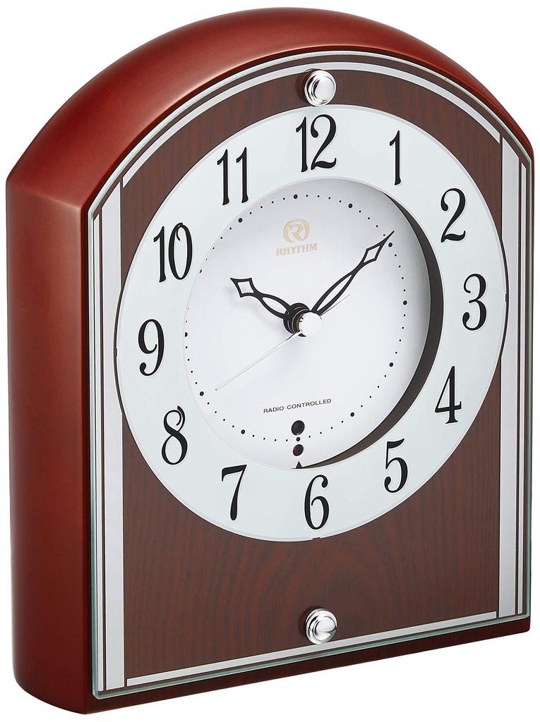 Радиочасы RHYTHM, настольные часы, высококачественные, зеркальная отделка, коричневые 4RY704HG06 RHG-S78 19x16x6.6 см