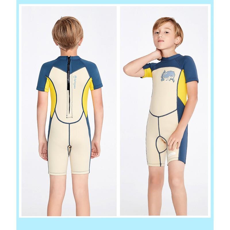 Kids Full-Body Neoprene Wetsuit Surfing Diving Swimming UV Protection 2mm Thermal Short-Sleeve Boys
