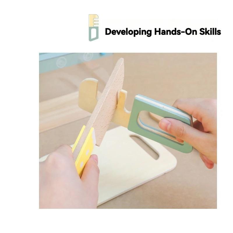 Children's Simulated Home Cooking Utensils, Bowls, Chopsticks, Knives, Forks, Wooden Simulation Boys and Girls' Toy Plates