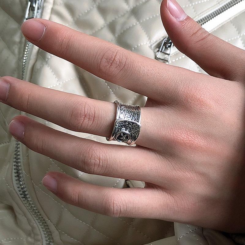 Ретро Одежда Пуговица Широкое Кольцо Для Мужчин Женщин Панк Готика Рок Хип-хоп Открытое Кольцо Ручной Работы Дизайнер Циркон Унисекс Аксессуары Подарок