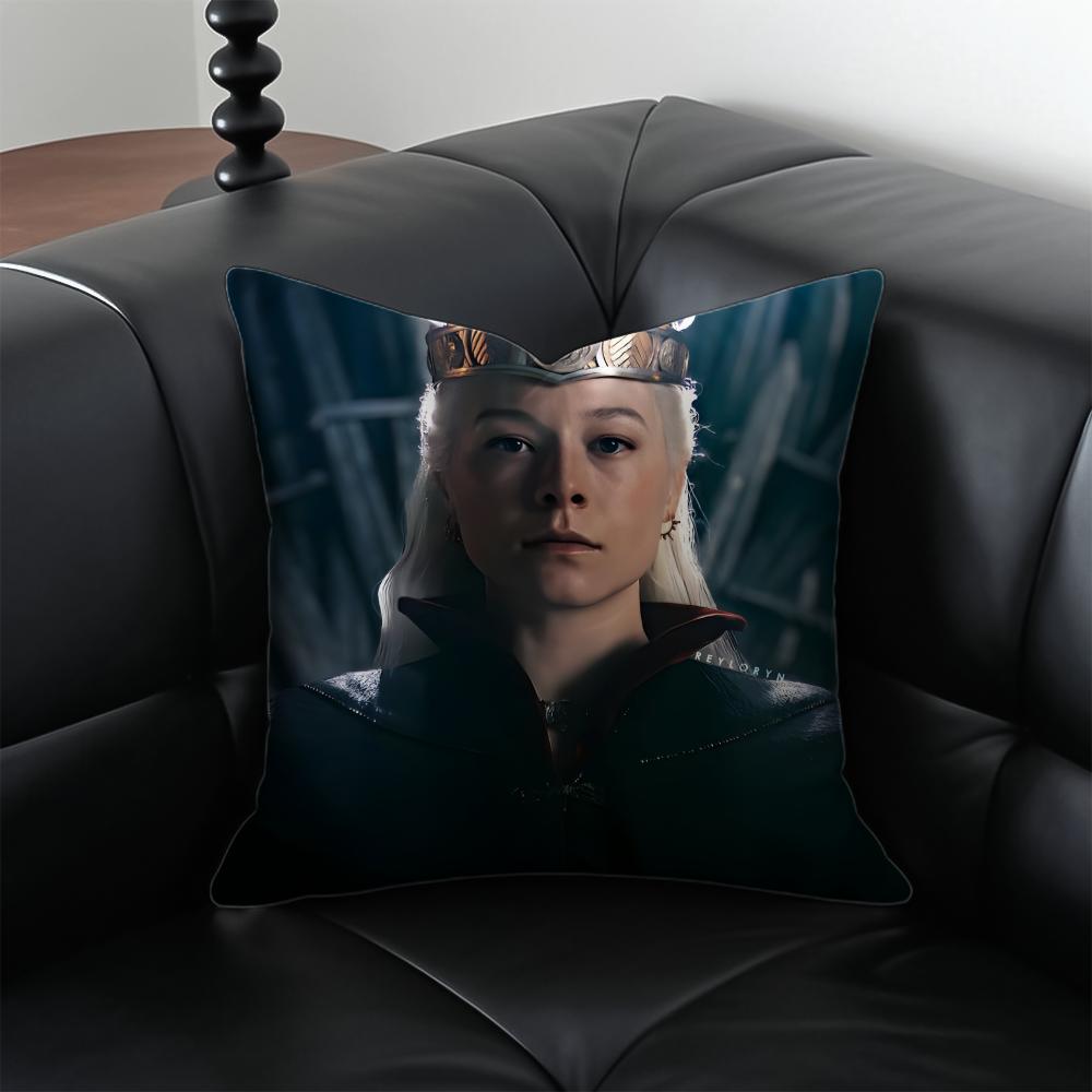 RRhaenyra Targaryen Подушка Хит Фэнтези Наволочка Наволочка Защита от пылевых клещей Невидимая молния шелковистый плюшевый чехол для подушки