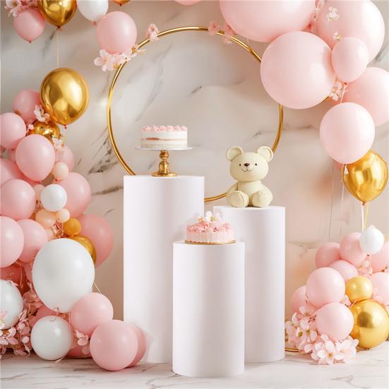 3 шт./компл. чехол для подставки под цилиндр из полиэстера, чехол для подставки под цилиндр, однотонный тканевый чехол для праздничного постамента, подставки под пьедестал, декора на день рождения и свадьбу