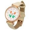 Fieldwork Women's Analog Watch with Leather Strap and Epo Floral Pattern, Beige, Lale YM117-1