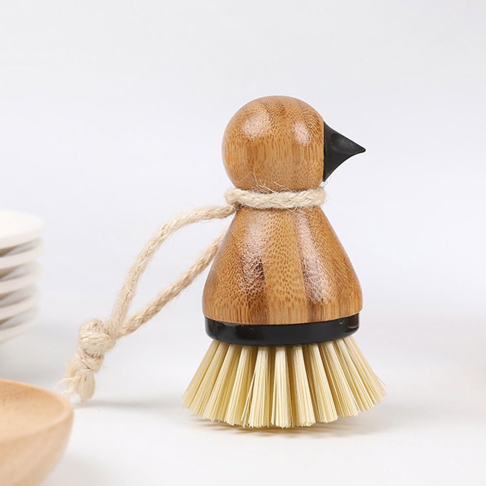 OUNONA Кухонная щетка с бамбуковой мочалкой для мытья китайских воков и чугунных сковородок, мытья посуды, не травмирующая руки, для уборки кухни, кухонные инструменты