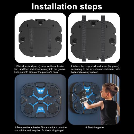 Музыкальный боксерский тренажер настенный, совместимый с Bluetooth, боксерская мишень со светодиодным счетчиком ударов, режимы, регулируемый электронный боксерский тренажер, подушка для отработки ударов