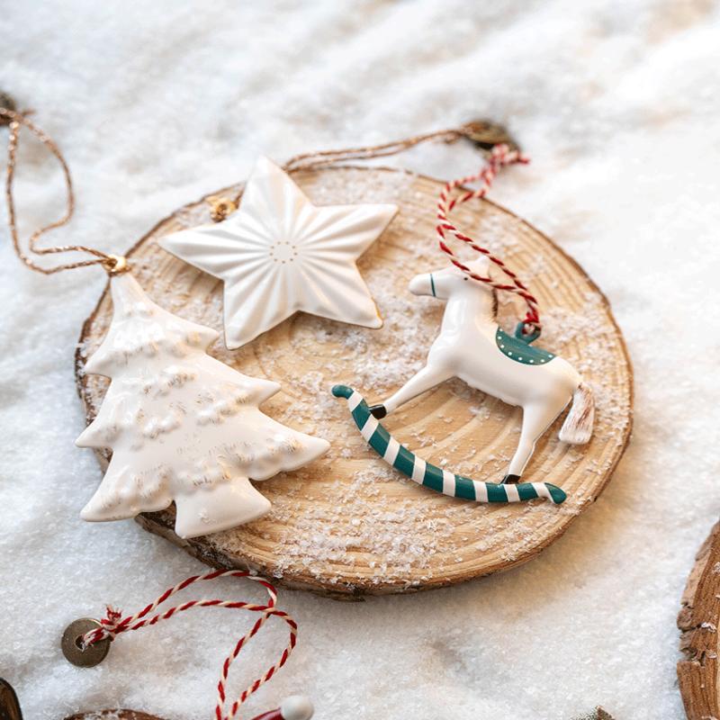 1 Набор Нордическое Рождественское Подвесное Украшение - Фигурки Лошадей, Украшение Санта Клауса, Подвеска на Елку для Праздничной Вечеринки