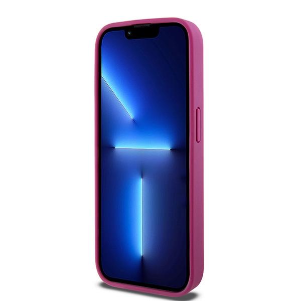 DKNY DKHMP15LPSHRPSP iPhone 15 Pro 6.1" pink hardcase Leather Monogram Pattern Metal Logo MagSafe