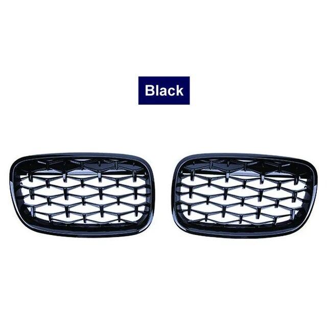 One Pair Diamond Kidney Grille Racing Grill For BMW X5 X6 E70 E71 2008-2013 Front Grills Car Styling Meteor Style Replacement