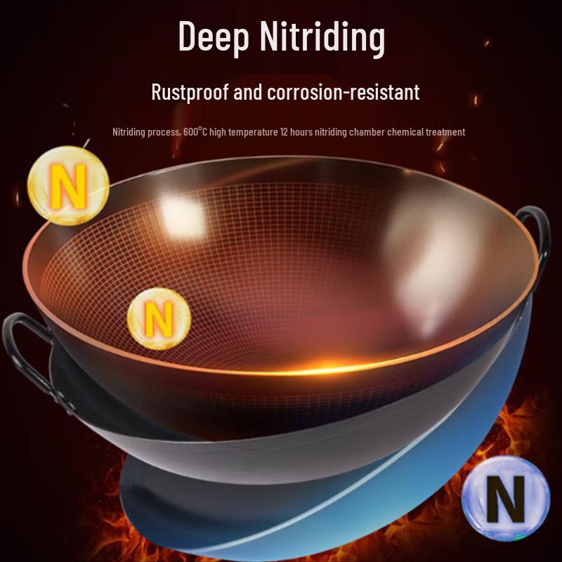 Traditional Nitrided Wrought Iron Non-Stick Wok