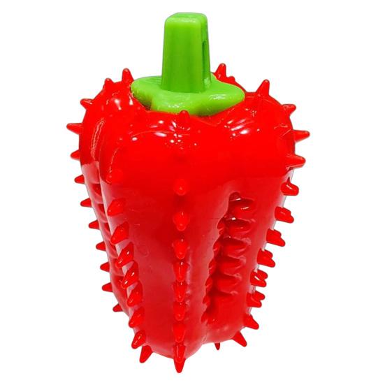 Tough Dog Toys for Small Medium Large Dogs Spiky Chili Chew Toy, Treat Dispenser Interactive Rubber Toy Teeth Cleaning, Mental Stimulation