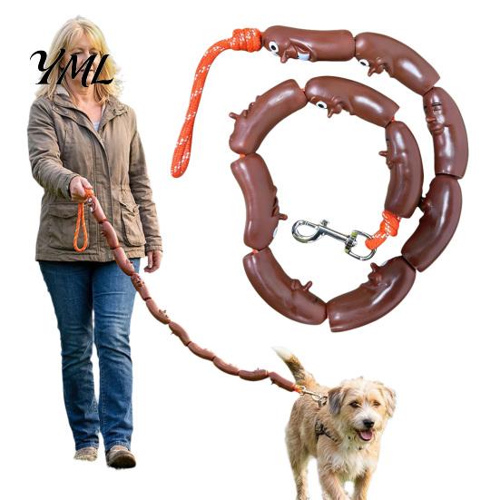Fun Pet Outing Leash Sausage Dog Leash, Walking Lead with Comfortable Grip, Rubber Stretchy for Small Dogs, Puppies, Daily Walks, Outdoor Play Easy to