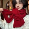 Новогодний Якорь Красный Шерстяной Шарф Женский Осенний и Зимний Высококачественный Толстый Теплый Вязаный Шарф Рождественский Подарок