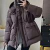 2024 новый пуховик женский средний и длинный с капюшоном утолщенный белый утиный пух зимнее модное свободное пальто