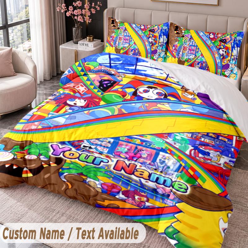 Custom Name Text 3Pcs Bedding Set The Amazing Digital Circus Duvet Cover And Two Pillowcases