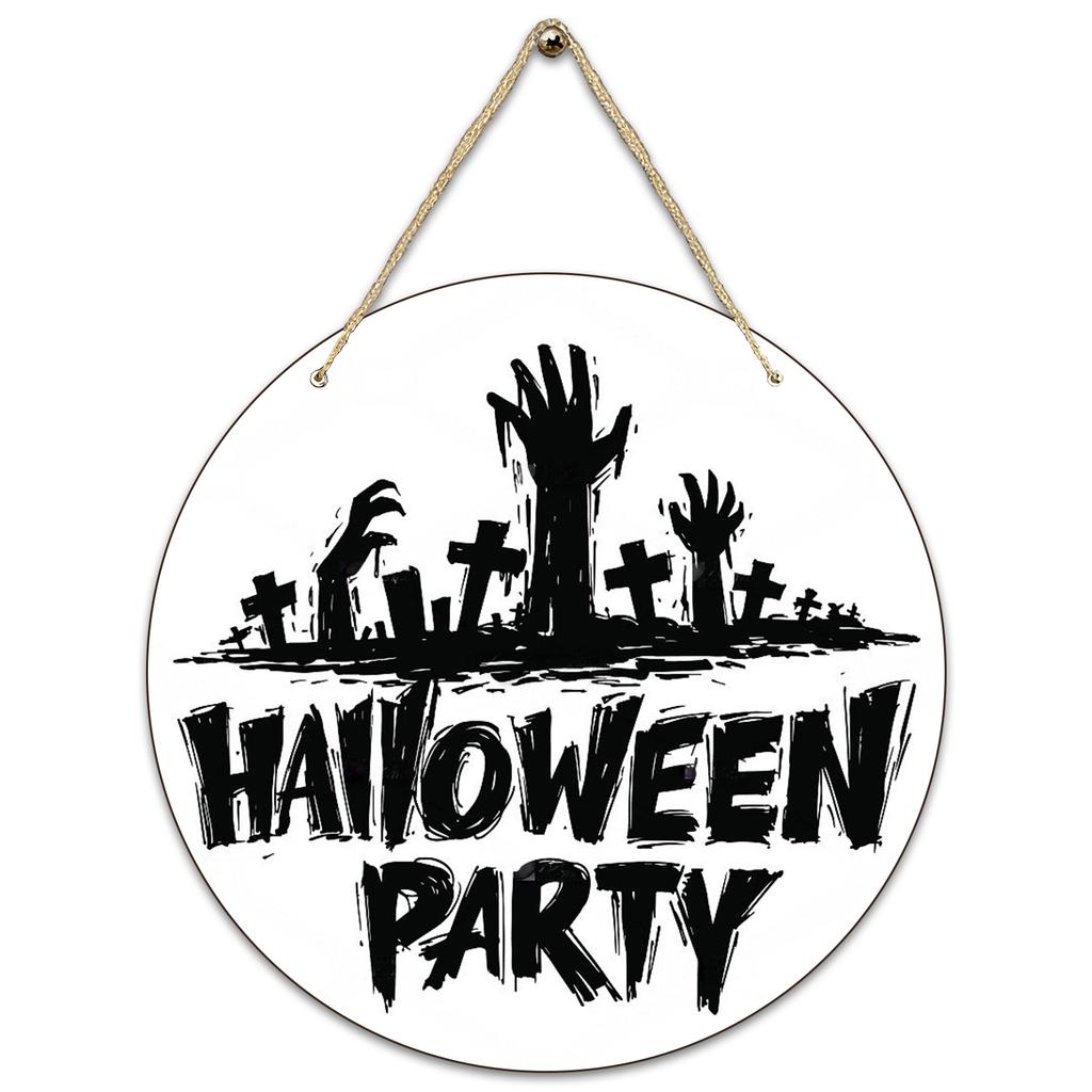 Halloween Decoration Wooden Round Sign Creative Decorative Hanging Tag