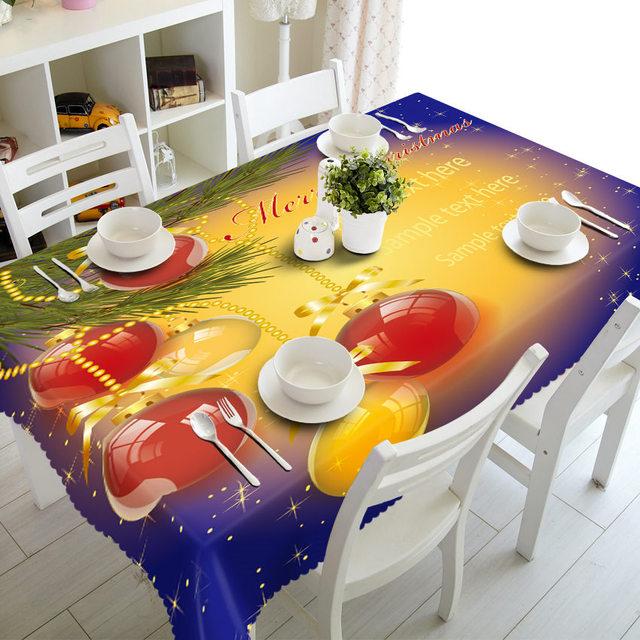 Christmas Gift Ball Pattern Colorful Tablecloth Rectangular Party Waterproof Tablecloth Home Living Room Kitchen Decoration