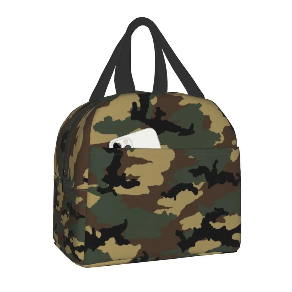 Military Camo Insulated Lunch Bag for Women Waterproof Army Camouflage Cooler Thermal Lunch Tote Office Picnic Food Bento Box