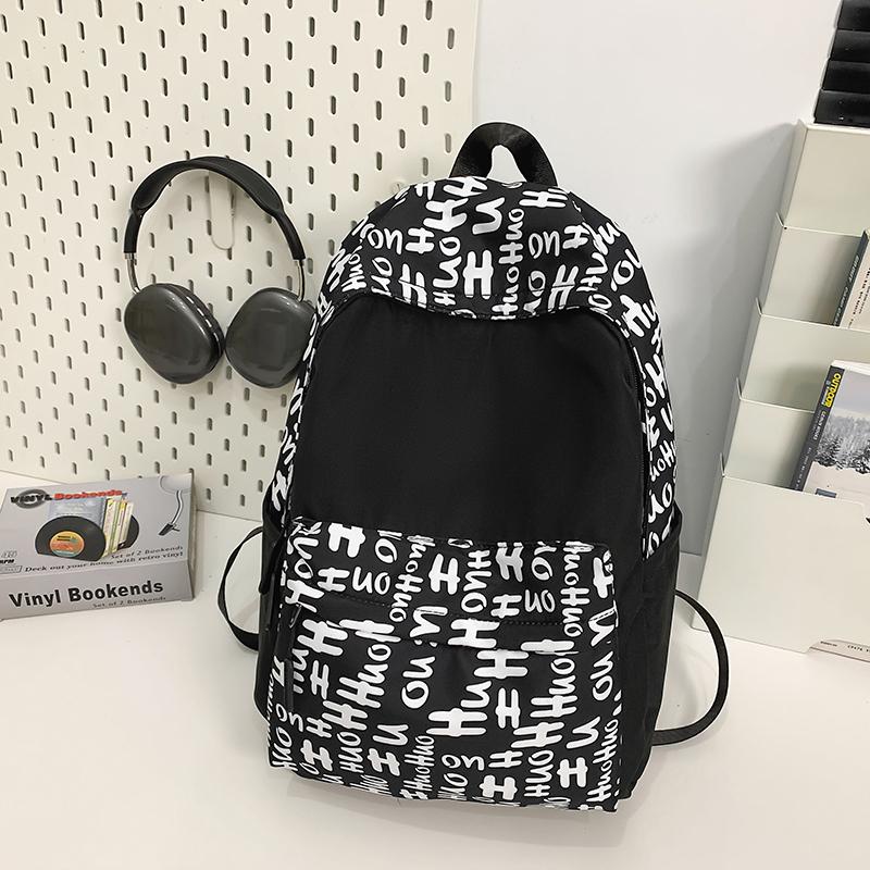 Большая вместительная школьная сумка в стиле колледжа для мужчин и женщин с буквенным принтом, студенческий компьютерный дорожный рюкзак