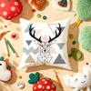 Modern Nordic Style Deer Head Cushion Cover Plush Fabric Soft DoubleSided Printed Sofa Warm Winter Home Gift Pillow Cover