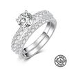 Wedding Engagement Crystal Zircon Band Ring Sets For Women Gifts 925 Sterling Silver Rings Anniversary Fine Jewelry